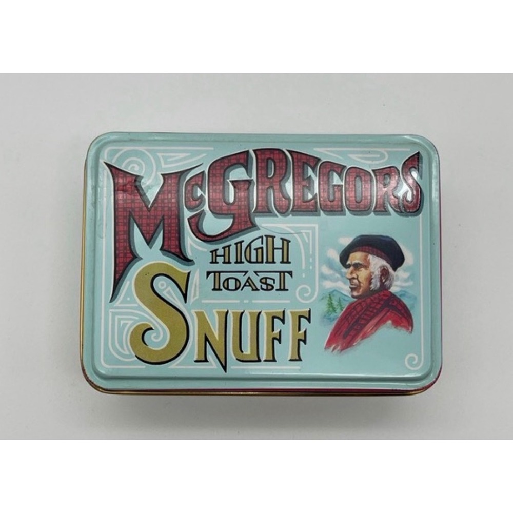MCGREGORS Snuff Tin Collectible Teal Blue Scottish Tartan Vintage Box